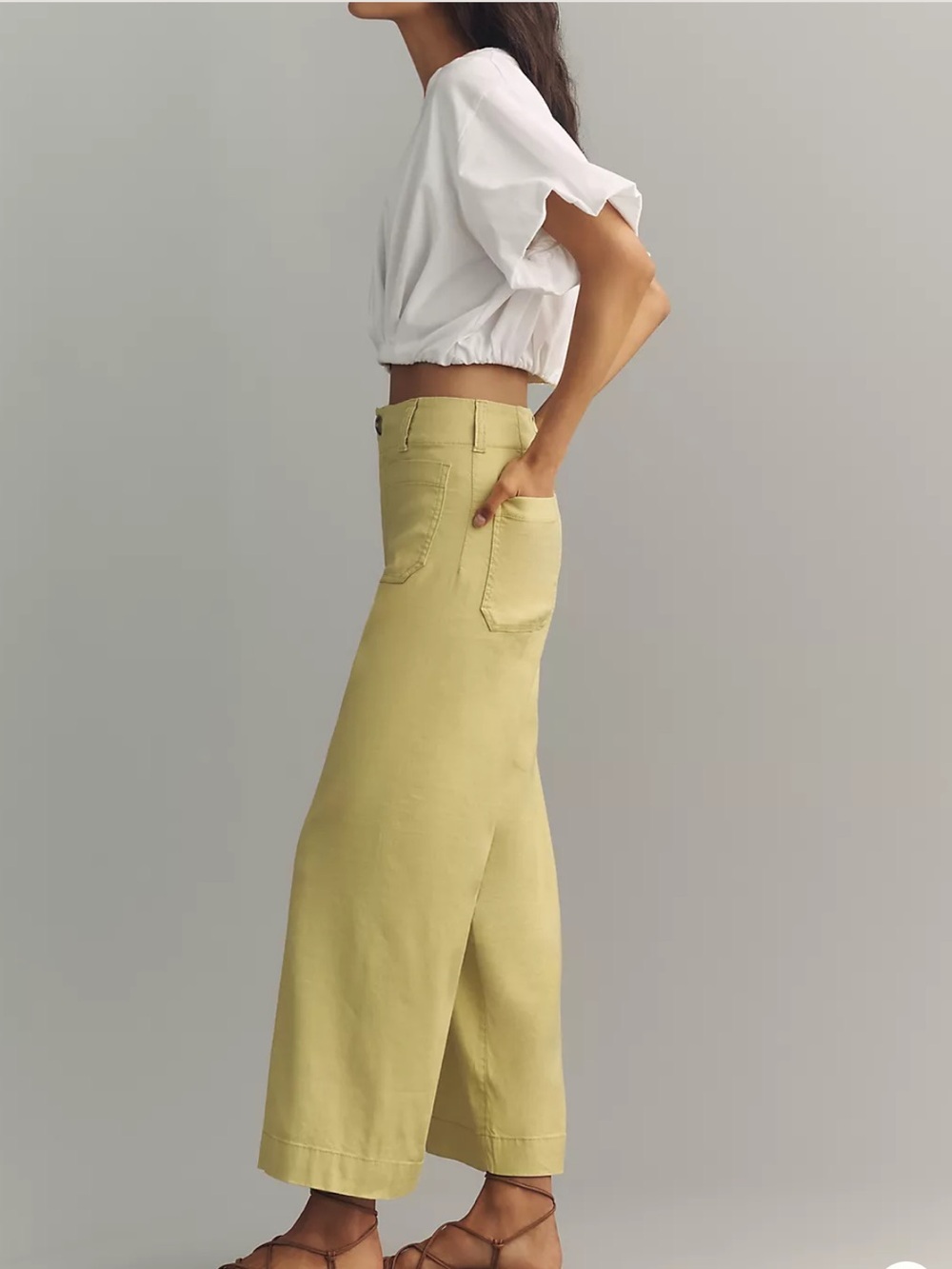 Colette European Linen Stretch High-Rise Wide-Leg Pants Size 25 - Picture 2 of 6